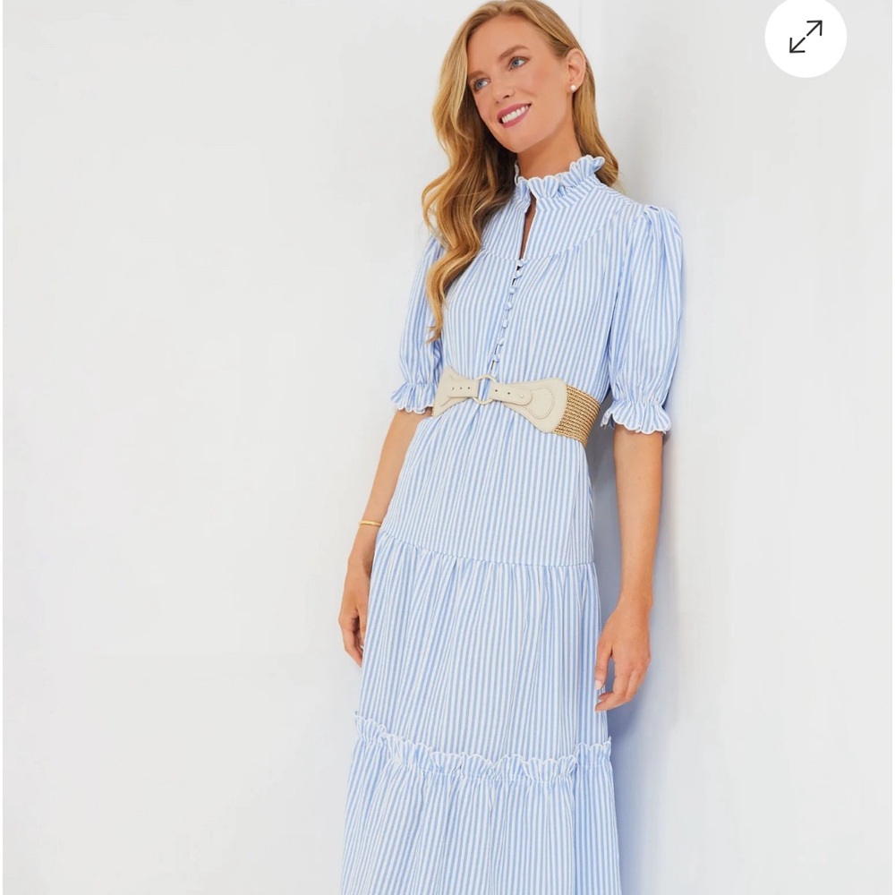 Blue stripe sear sucker Selena maxi dress